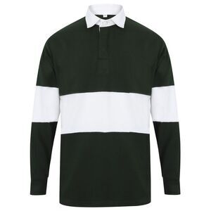 Front Row Adults Unisex Panelled Tag Free Rugby Shirt / Bottle Green/White